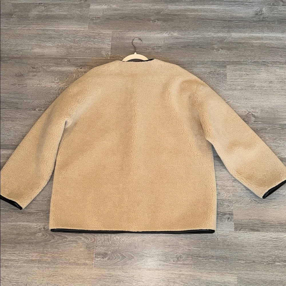 Rebecca Minkoff Tan Faux Shearling Toggle Jacket Oversized Chic Sophisticated XL - Picture 17 of 17